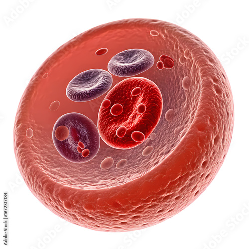 Microscopic View Red Blood Cell Structure Internal Components Blood Cell Biology Medical Illustration on transparent background