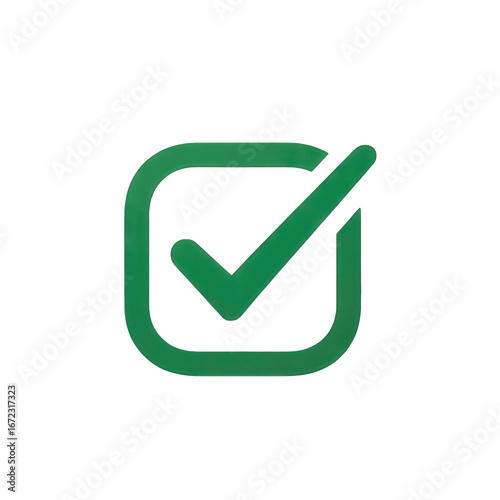 Green check mark inside a rounded square, isolated on transparent background