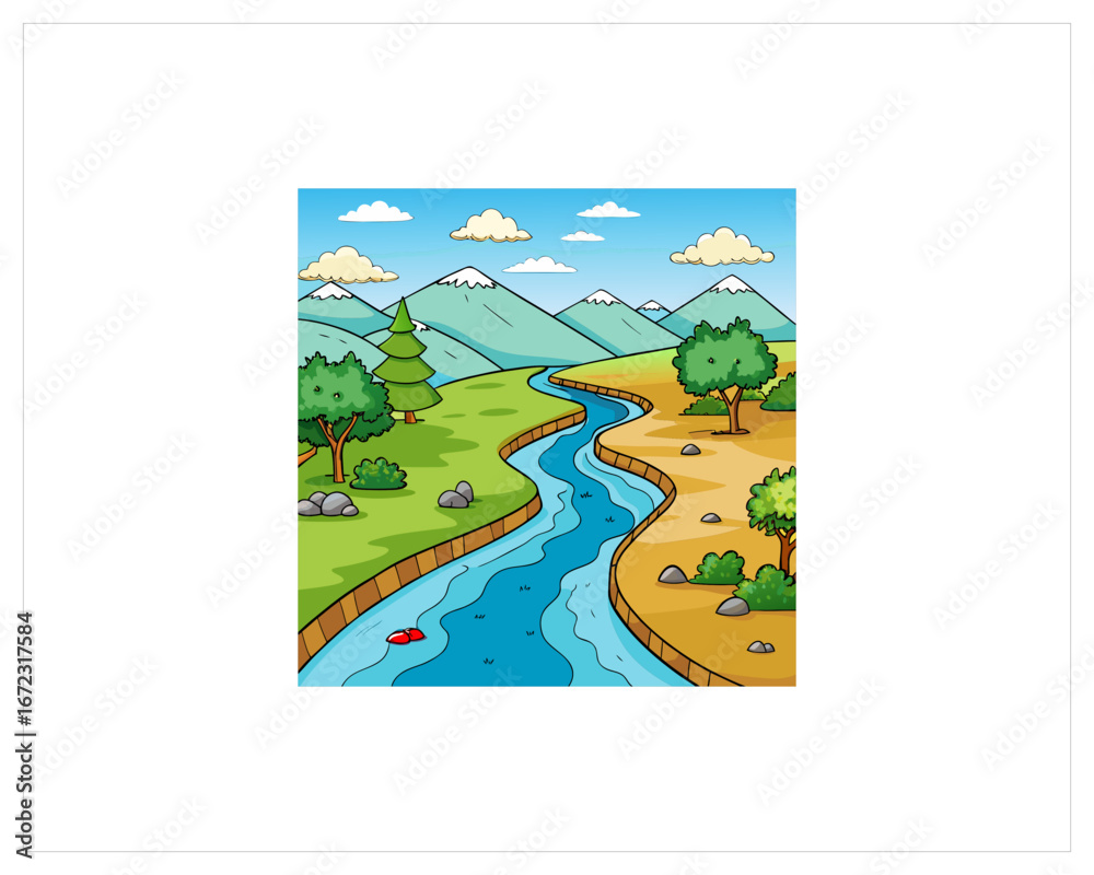 Naklejka premium River Vector, River Cartoon vector Free SVG Download