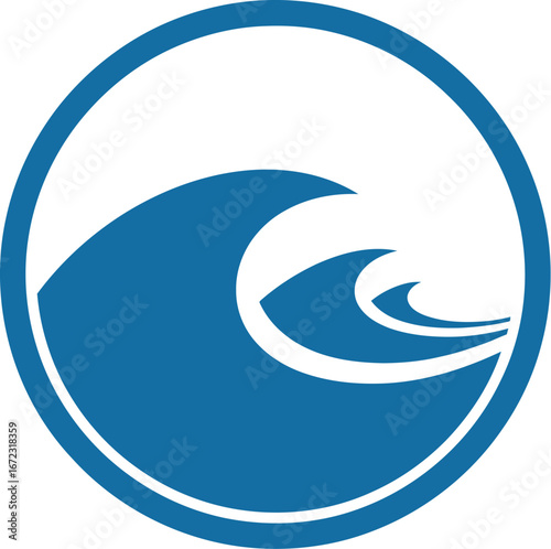 Wave ocean sea water blue circle graphic logo design nature travel summer vacation