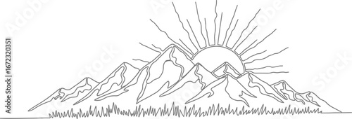 Mountain range sunrise landscape nature peak travel adventure outdoor scenic view hike