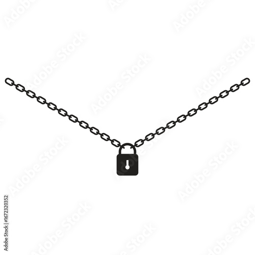 Crossed Chain with Hanging Padlock Representing Restriction or Access Denied