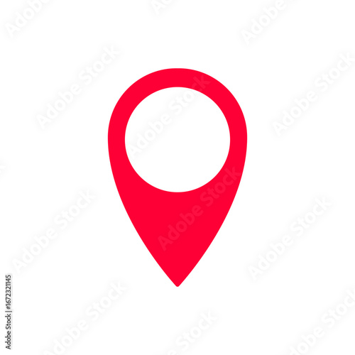 Simple red location marker symbol used for navigation or indicating a specific spot on digital maps.