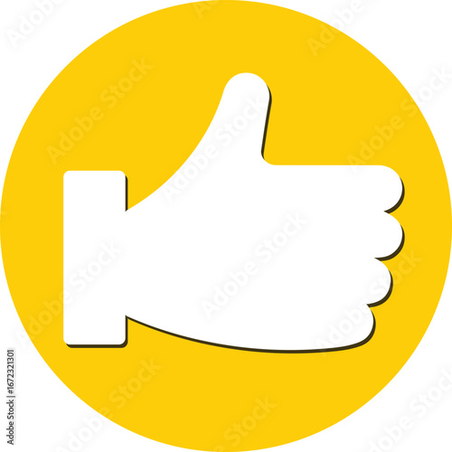 Thumbs Up Icon in Yellow Circle | Like Approval Symbol Vector