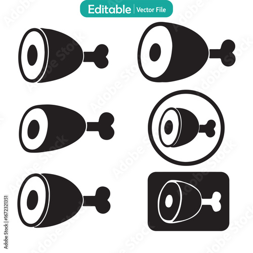 Leg Meat Flat Icon Vector, Food Illustration, Meat Cut Symbol