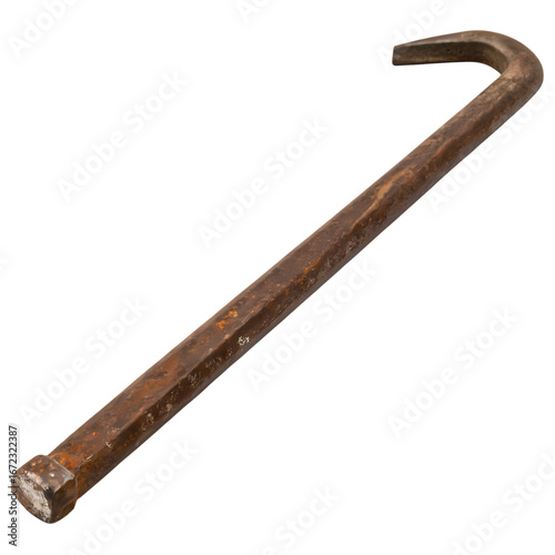 Rusty Crowbar: A Close-Up View isolated on transparent background