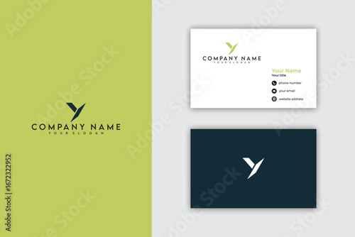 Modern Letter Y Logo Design with Business Card Mockup.