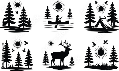 Rustic outdoor scenes featuring wildlife and nature