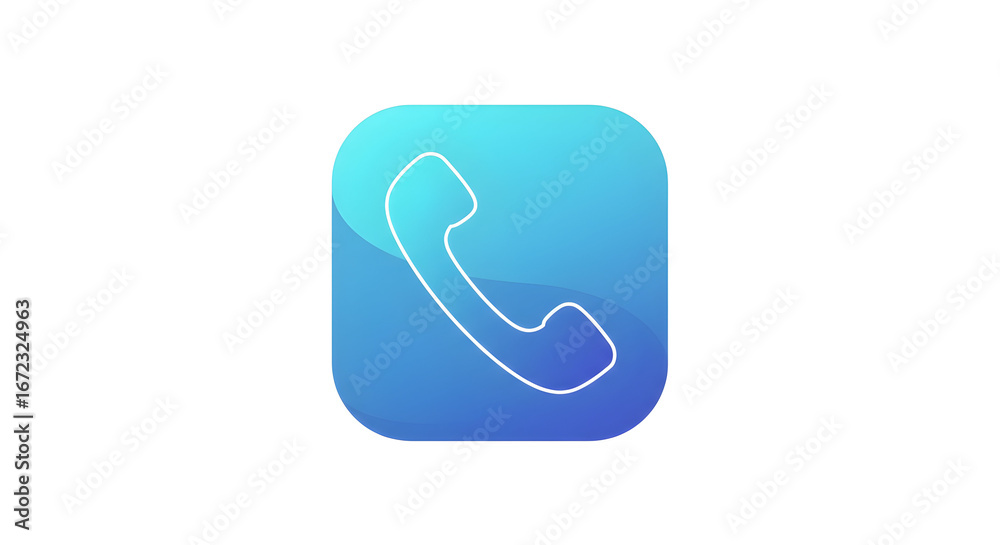 Naklejka premium Phone Handset Icon on Blue Gradient Square Shape