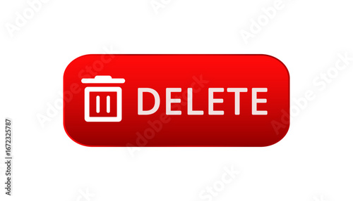 Red button with a trash bin icon. represents a delete or remove function for digital actions.