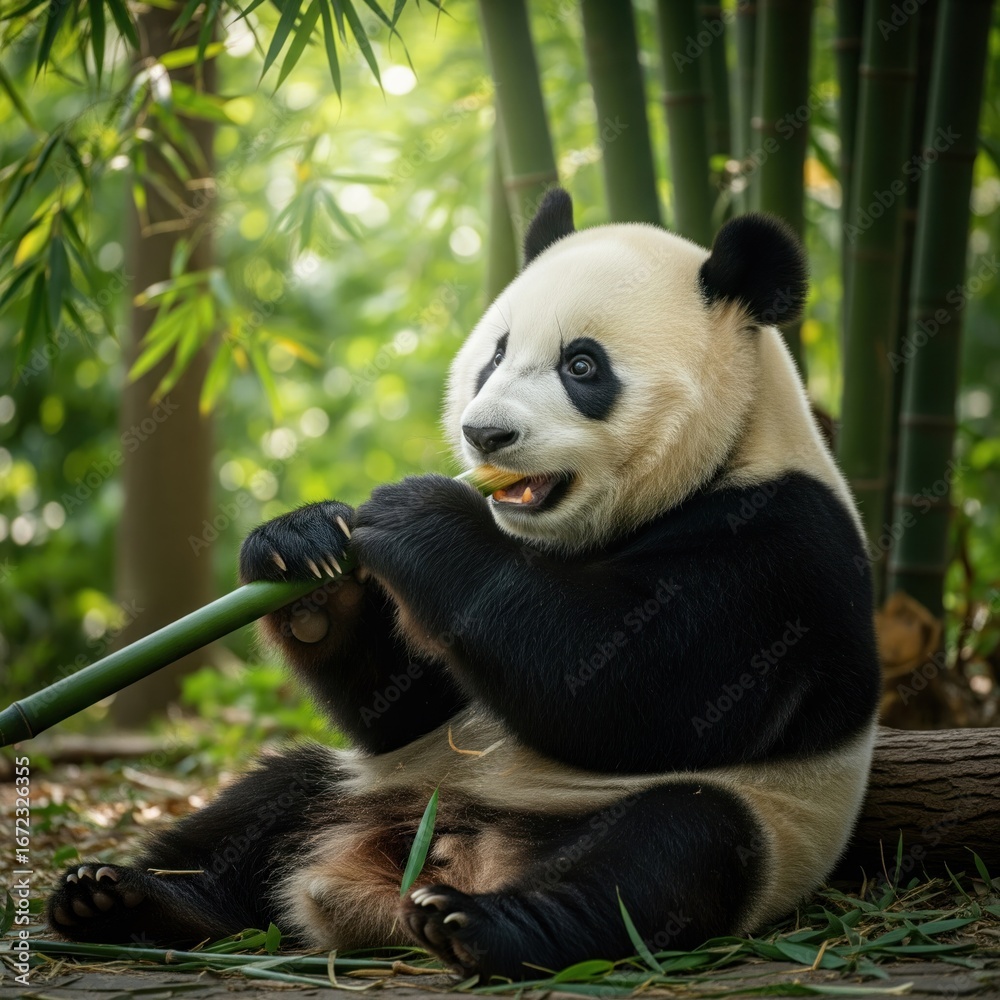 Obraz premium Panda Eating Bamboo