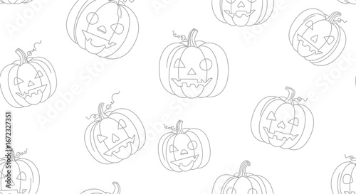 Halloween pumpkins pattern background spooky october autumn fall holiday season art 75
