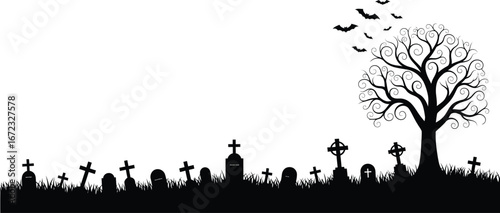 Halloween graveyard spooky bats tombstone cemetery death horror night creepy dark
