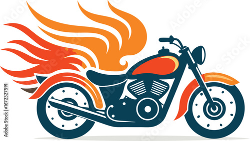 Motorcycle with fiery wings