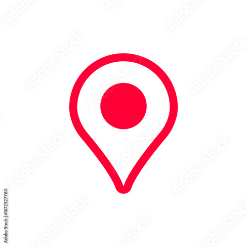 Free Download Minimalistic red location pin. used for navigation and map marking in digital applications. - GFXLoad