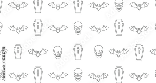 Halloween pattern bat skull coffin spooky october holiday death horror scary fun