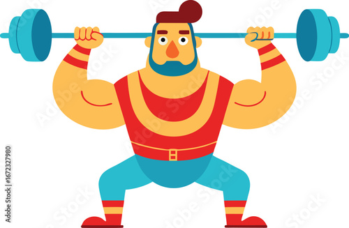 Strongman athlete lifting weights in a squat position