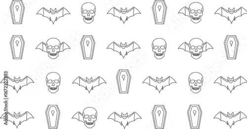 Halloween pattern bat skull coffin spooky scary october holiday death dark