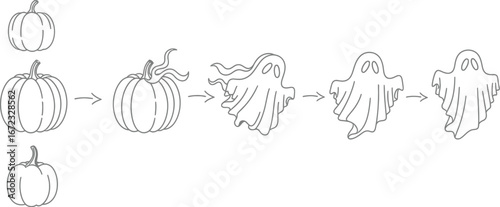 Pumpkin ghost halloween transformation autumn spooky season october trick treat