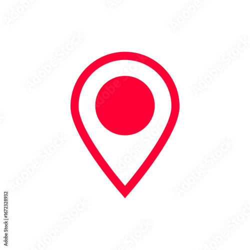 Minimalist red and white location pin icon representing the concept of map and navigation technology. Free Download Minimalist red and white location pin icon representing the concept of map and navigation technology. - GFXLoad