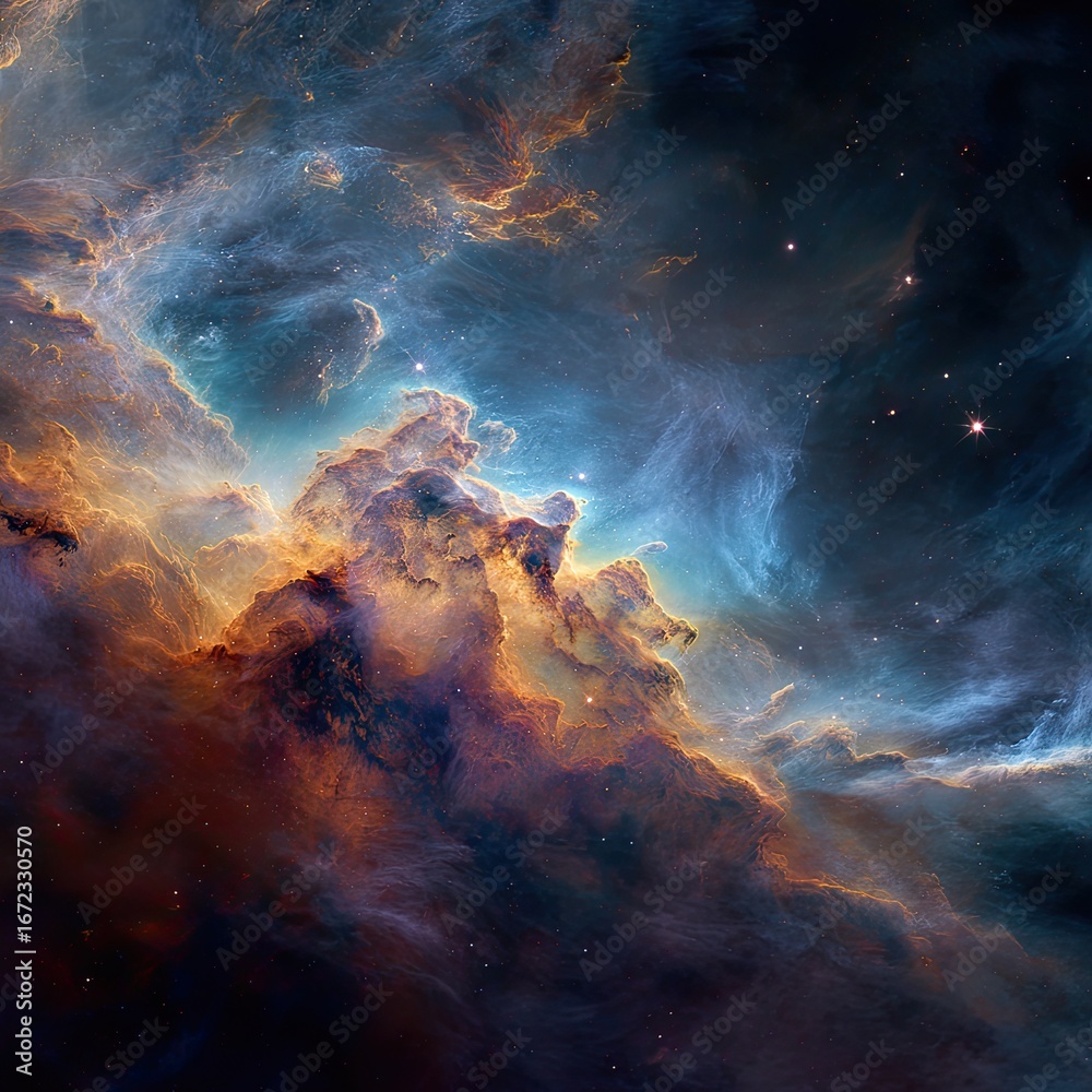 Fototapeta premium Cosmic Nebula Celestial cloudscape, interstellar dust, star formation, background galaxy, space exploration