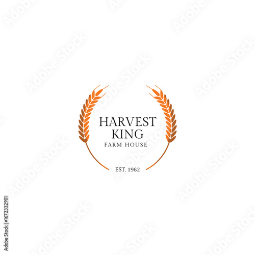Brown Wheat Grain Farm Logo Design Identity Branding Minimal Style for Farm House 