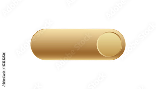 Gold toggle button with a smooth finish features a rounded design, perfect for interface elements.