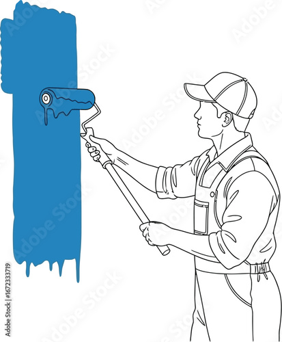 Painter painting wall home improvement renovation construction handyman repair job