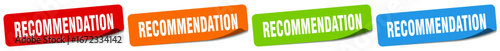 recommendation sticker. recommendation sticker set on white background