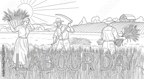 Labour day harvest agriculture farming wheat field rural countryside sun farm