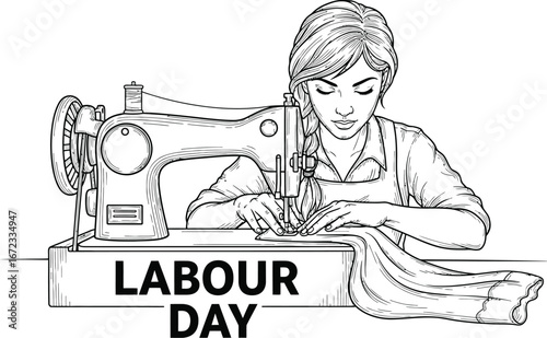 Labour day sewing machine tailor seamstress craft textile handmade vintage