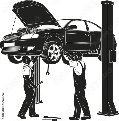 Auto repair mechanic car service garage vehicle maintenance automotive lift