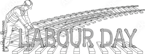Labour day worker railway construction industry railroad track engineer job
