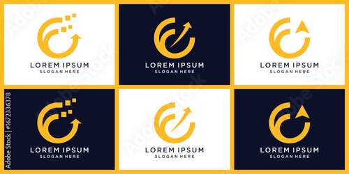 Arrow global business logo set