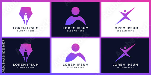 People leader logo design set