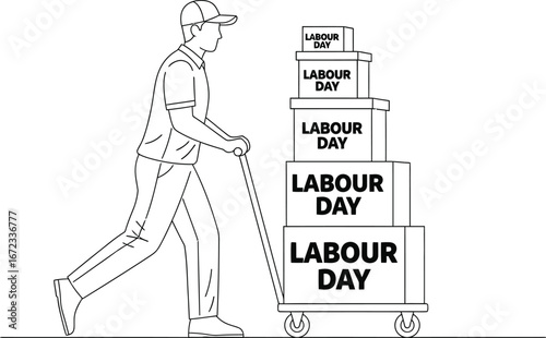 Labour day worker delivery service boxes package shipping distribution holiday job