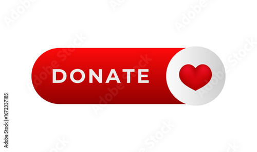 Rounded red button features white text with heart symbol. designed to encourage donations online.