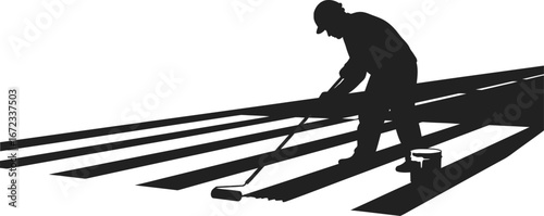Painter painting stripes construction worker roller brush job home improvement diy