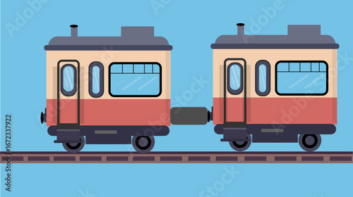 Illustration of a vintage train carriage connected