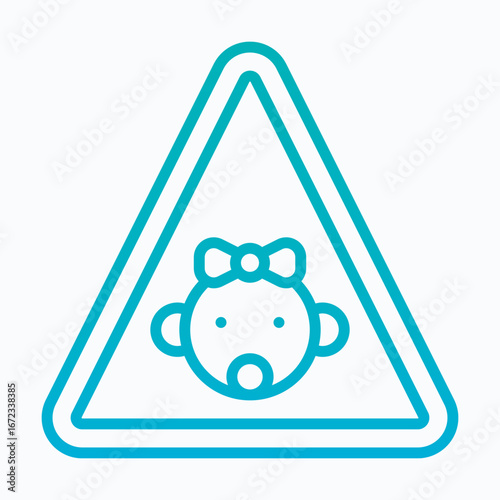 Danger For Kids Sign Vector Icon, Isolated Vector Lineal Gradient Style Icon,