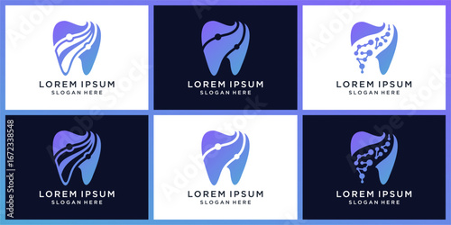 Tech orthodontic logo design set