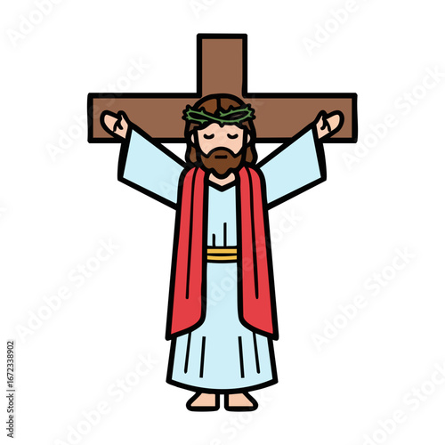 Jesus Christ on the cross symbol of sacrifice vector illustration