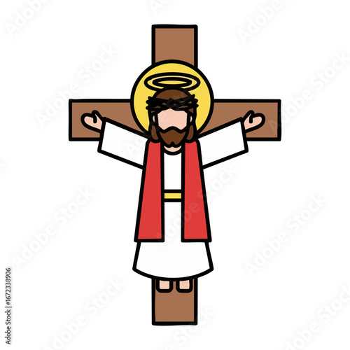 Jesus Christ on the cross symbol of sacrifice vector illustration