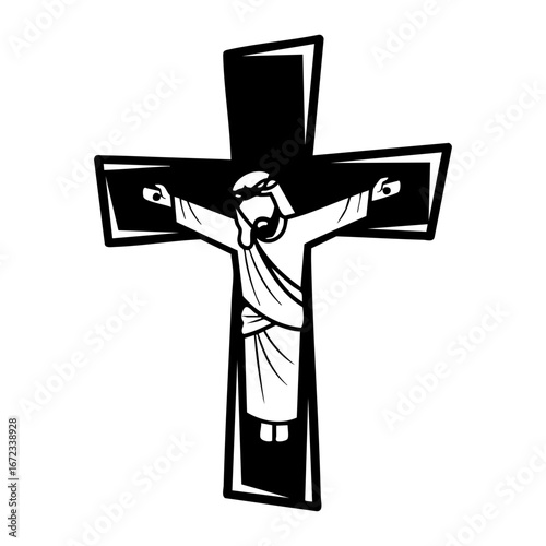 Jesus Christ on the cross symbol of sacrifice vector illustration