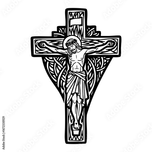 Jesus Christ on the cross symbol of sacrifice vector illustration