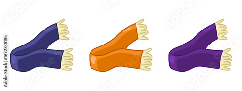 Cartoon Colorful Scarf Collection. Set of colorful scarves in cartoon style. Flat illustration on white background.