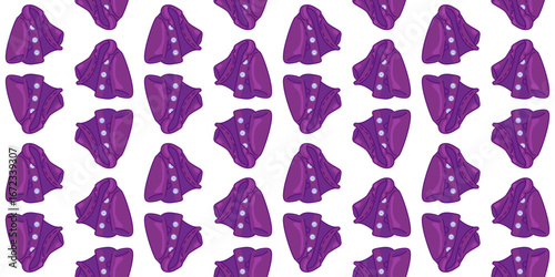 Seamless Cartoon Purple Cardigan Pattern. Purple cardigans with buttons in cartoon style. Flat seamless pattern on white background.