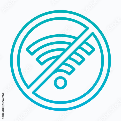 No Wi fi Sign, Prohibition Vector Icon, Isolated Vector Lineal Gradient Style Icon,