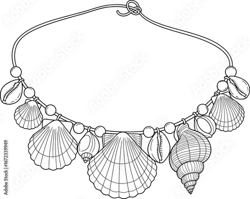 Seashells necklace jewelry beach summer ocean sea coast vacation souvenir handmade