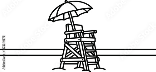 Lifeguard chair beach umbrella safety summer vacation coast ocean seaside sun
